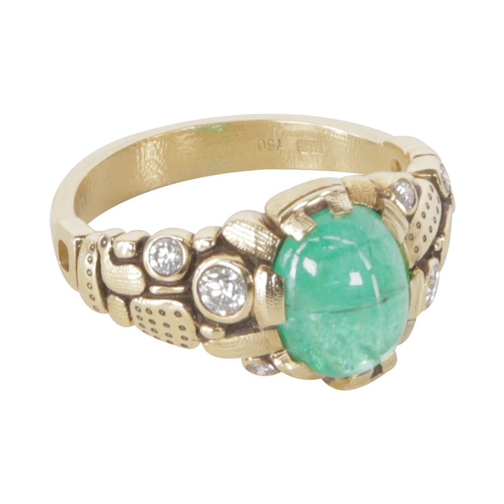 Alex Sepkus 18K Diamond and Color Center Stone "Six Prong" Ring with 1.96ct Paraiba Tourmaline 10x8mm Oval and 6 Diamonds (Approx. 0.20ct) R-91