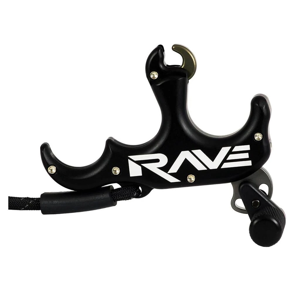 T.R.U. Ball Archery Rave 3 3 Finger Thumb Release w/Lanyard Black Release TRV3-BK