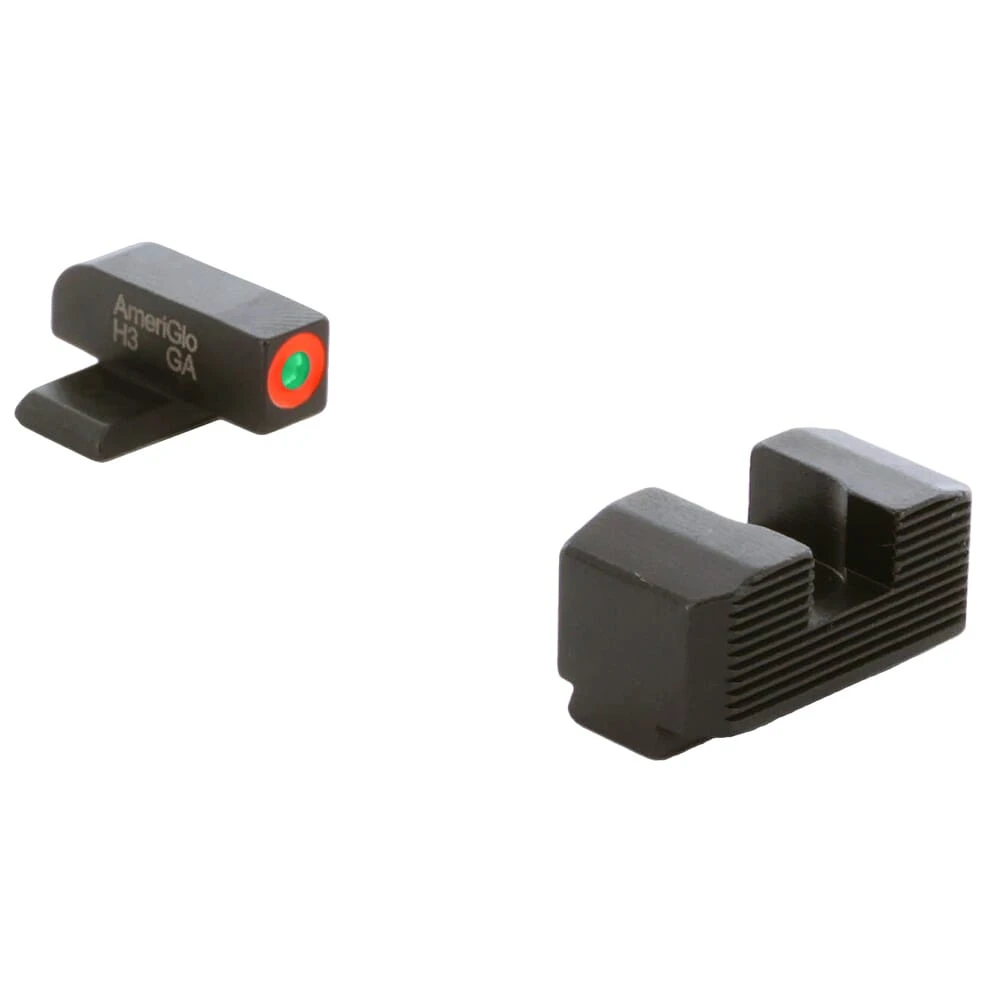 Ameriglo Protector Green Tritium w/Orange Outline Front, Black Serrated Rear Sight Set for Springfield Hellcat Std SA-433