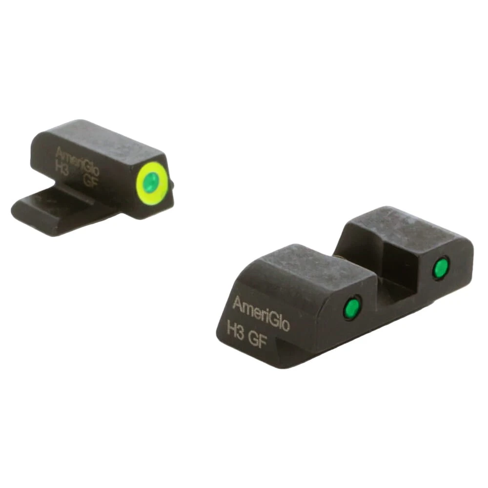 Ameriglo Spartan Green Tritium w/LumiGreen Outline Front, Green Tritium w/Black Outline Rear 3-Dot Night Set for Sig (#8 Front/#8 Rear) SG-546