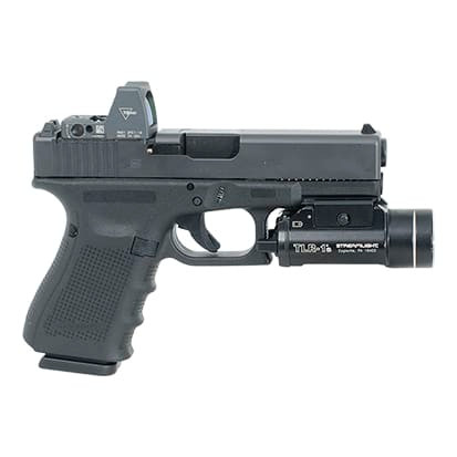 Glock 19 LE MOS 9mm with 3 mags (15 rd) Trijicon RM01 3.25MOA red dot, Streamlight TLR-1s Light, and Kydex holster.  Used: Excellent condition UA1193