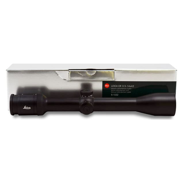 Leica ER 3.5-14x42 Ballistic 2xTT Reticle , Side focus Comes with lens cover, Like new in box -UA404