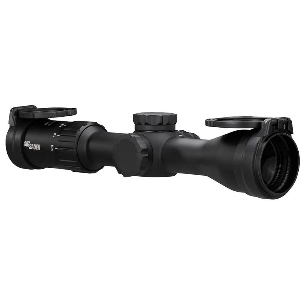 Sig Sauer WHISKEY4 2.5-10x42mm Illum HellFire Quadplex 1/4MOA SFP Riflescope w/Capped Turrets & Side Focus SOW42004