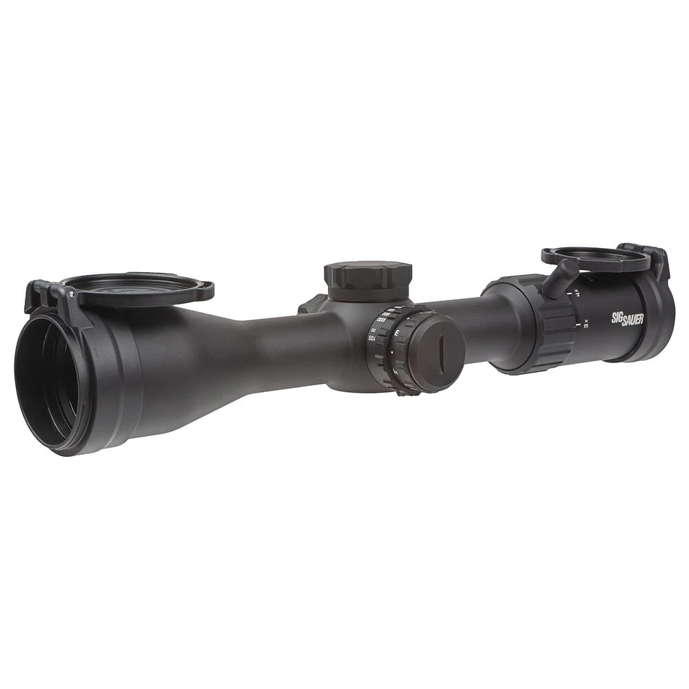 Sig Sauer WHISKEY4 3-12x44mm Illum Quadplex 1/4MOA SFP Riflescope w/Low Profile Capped Turrets SOW43004