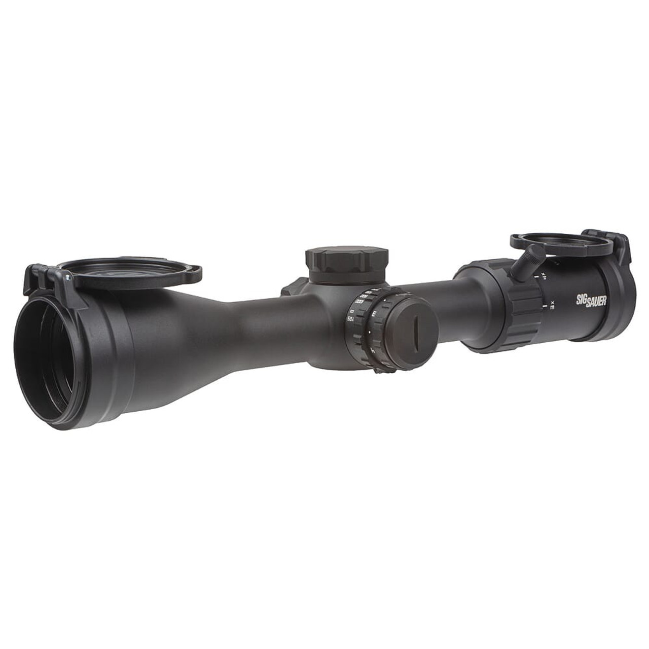 Sig Sauer WHISKEY4 3-12x44mm Illum Quadplex 1/4MOA SFP Riflescope w/Low Profile Capped Turrets SOW43004