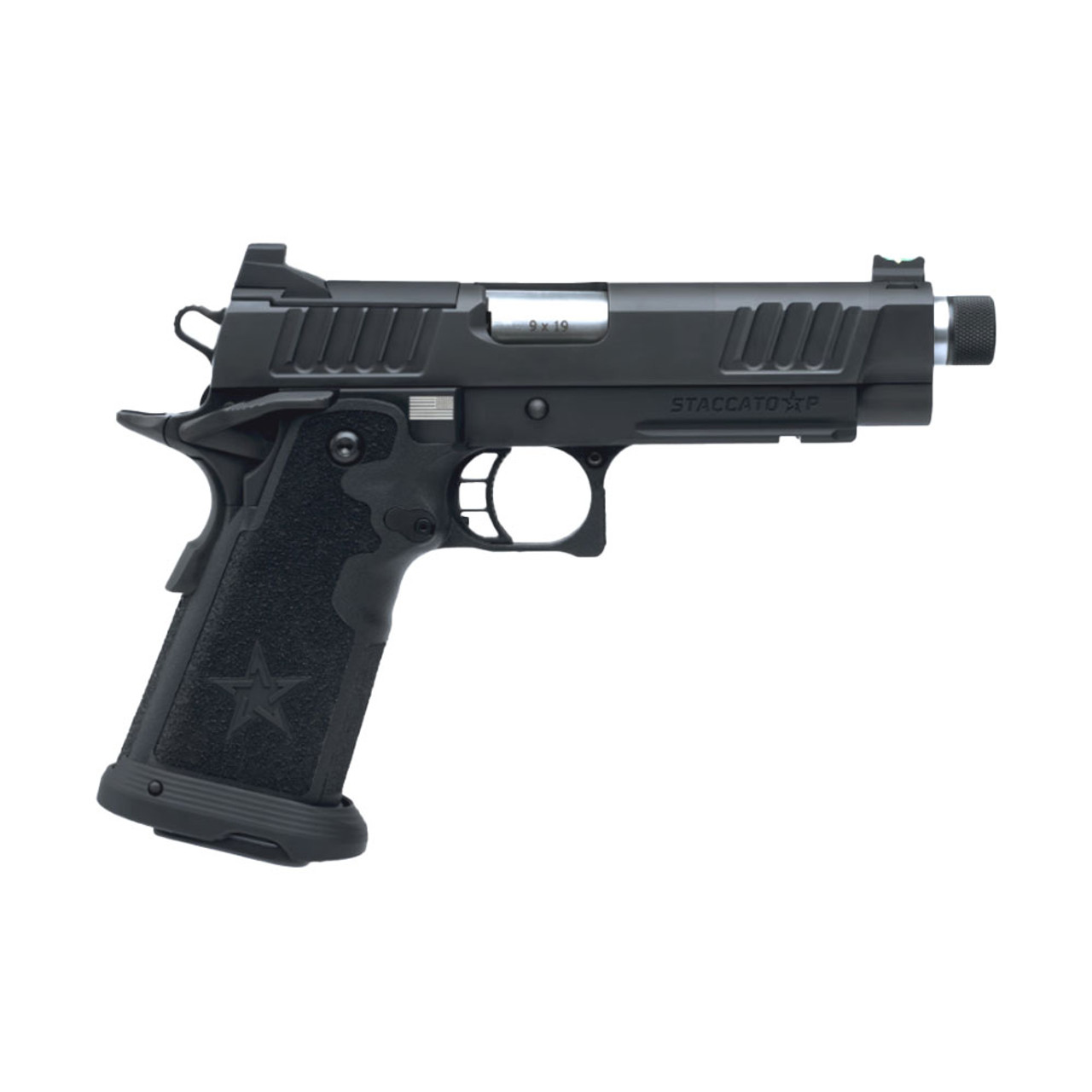 Staccato P Duty V2 9mm DLC/SS TB  P Optic Ready Aluminum Frame Stainless Threaded Barrel 12-1201-000203