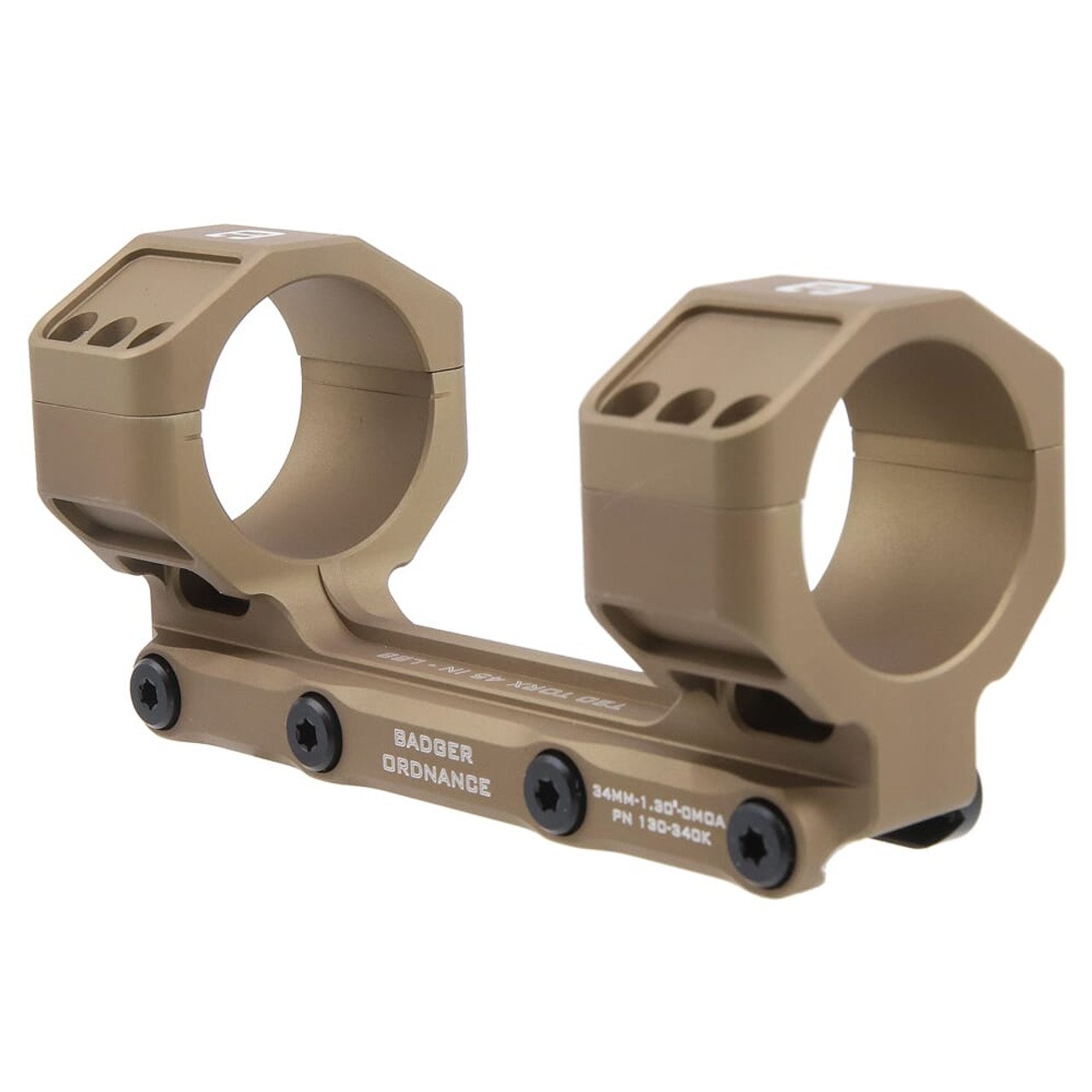 Badger Ordnance C.O.M.M. MAX 34mm 1.30" 0MOA Tan Scope Mount 130-340K