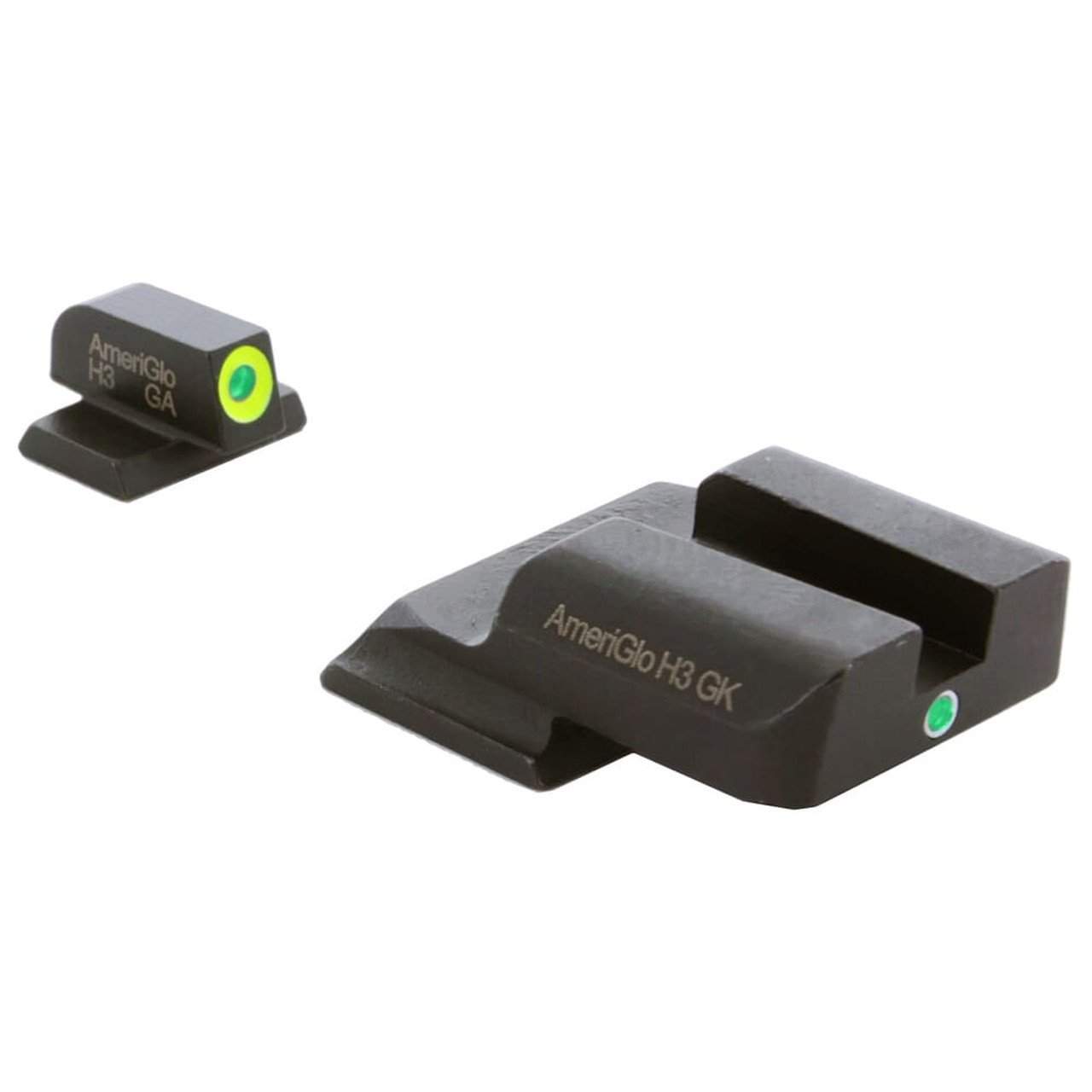 Ameriglo i-Dot Green Tritium w/LumiGreen Outline Front, Green Single Dot Rear Night Sight Sight for S&W M&P Shield (Excl. EZ) SW-345
