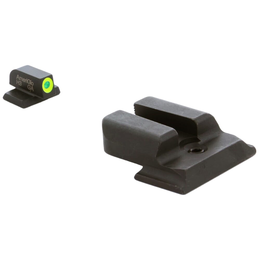 Ameriglo Protector Green Tritium w/LumiGreen Outline Front, Black Serrated Rear Sight Set for S&W M&P (Excl. .22,.380, Shield, EZ, Pro) SW-533