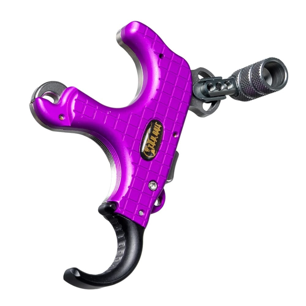 T.R.U. Ball Archery Blade Pro Flex 3 or 4 Finger (Ergo Adj Finger Pieces) Purple/QuickSilver Large Release TBPF-PRQS-L