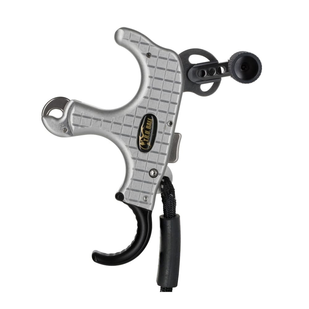 T.R.U. Ball Archery Blade Pro Flex 3 or 4 Finger (Ergo Adj Finger Pieces) Silver/QuickSilver Large Release TBPF-SIQS-L