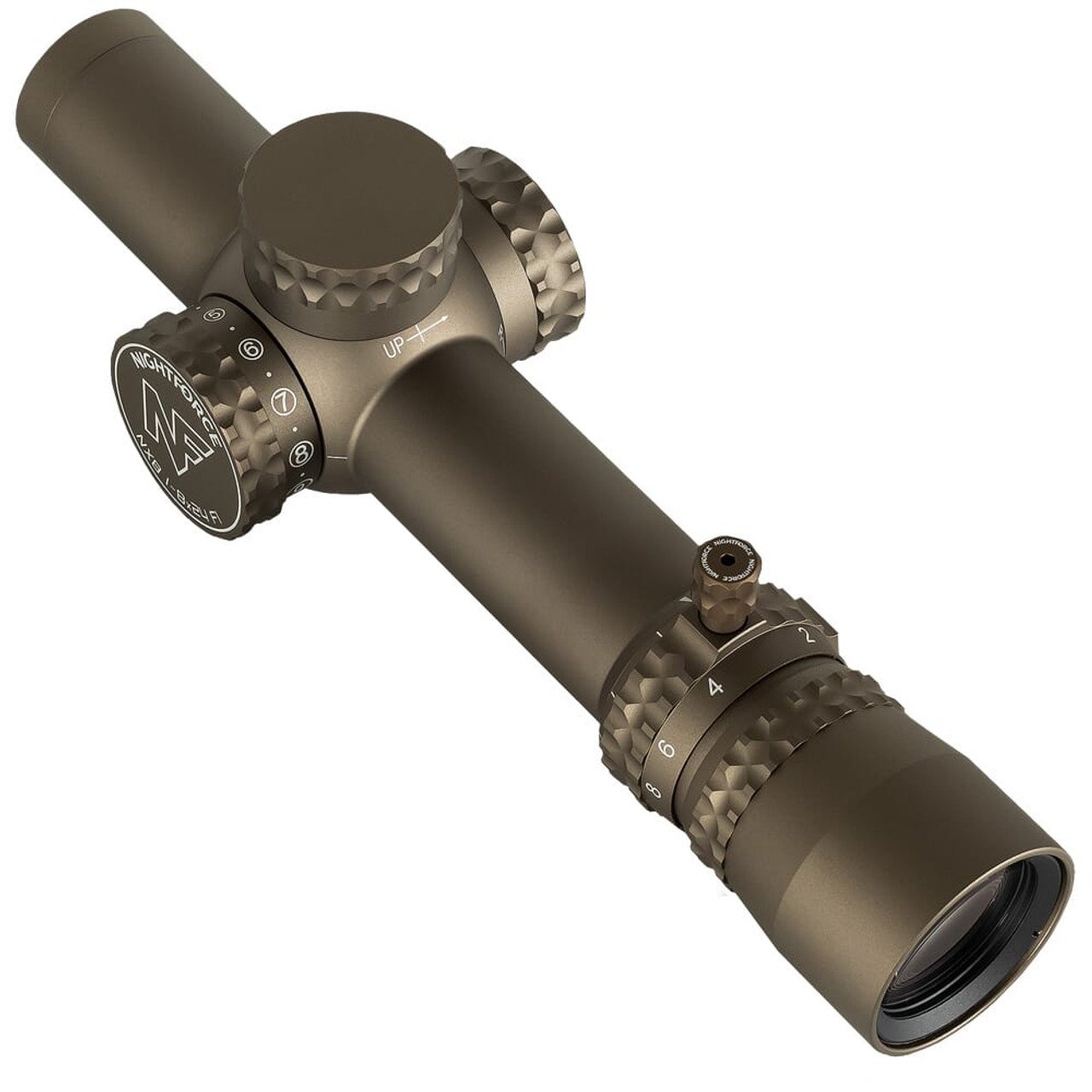 Nightforce USED NX8 1-8x24mm F1 .2 MRAD PTL FC-DMX Dark Earth Riflescope w/Capped E/W C663 Opened Box UA4762