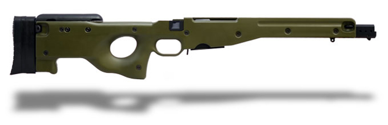 AICS Accuracy International Chassis System Short Action 1.5 Fixed Stock Green 308 Win, Has light usage marks-UB405