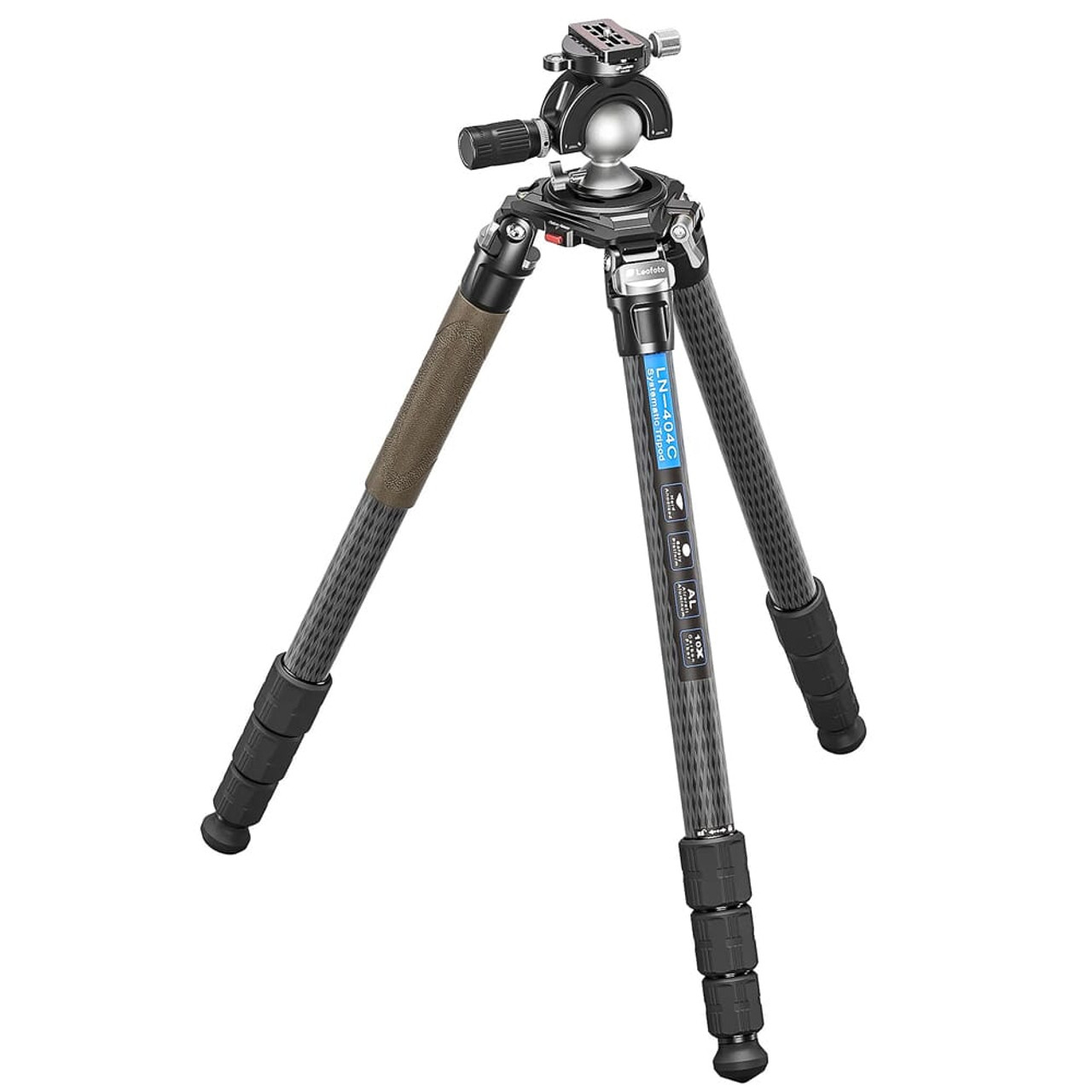 Leofoto LN Heavy Duty Series LN-404C Carbon Fiber Tripod w/100mm Bowl, Bag, Panning Ball Head w/Handlebar Kit LN-404C-MH-60-PANNINGBALLHEADHANDLEBAR