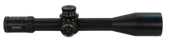 Kahles K 6-24x56 illuminated Mil Dot 6 Reticle w/ CCW Tactical Turrets. In excellent condition with very faint ring marks. Comes with lens cover and instructions.-UA770