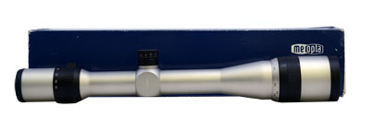 Meopta Meostar R1 4-16x44, Z Plex reticle, AO, Target Turret, Silver Finish, comes with lens cover in original box, In great condition with very light ring marks-UB485