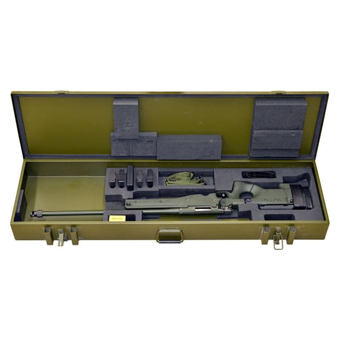 Accuracy International AW .308 Win, 26' Green Barrel, Brake, Dovetail Mount,Folding Green Stock, Green Sling, 4 Mags, Cleaning Rod & Kit with Bore Guide in Green Steel Case, In very good condition  (only 30 rounds fired)-UB541