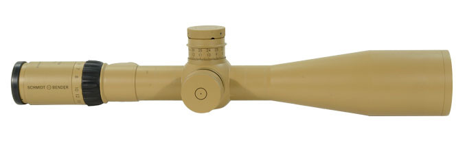 Schmidt  Bender PMII 5-25x56 L/P MTC LT H59 FFP MRAD CCW RAL8000 Color. In very good condition with light ring marks. Comes with instructions and flip up lens caps.-UB817