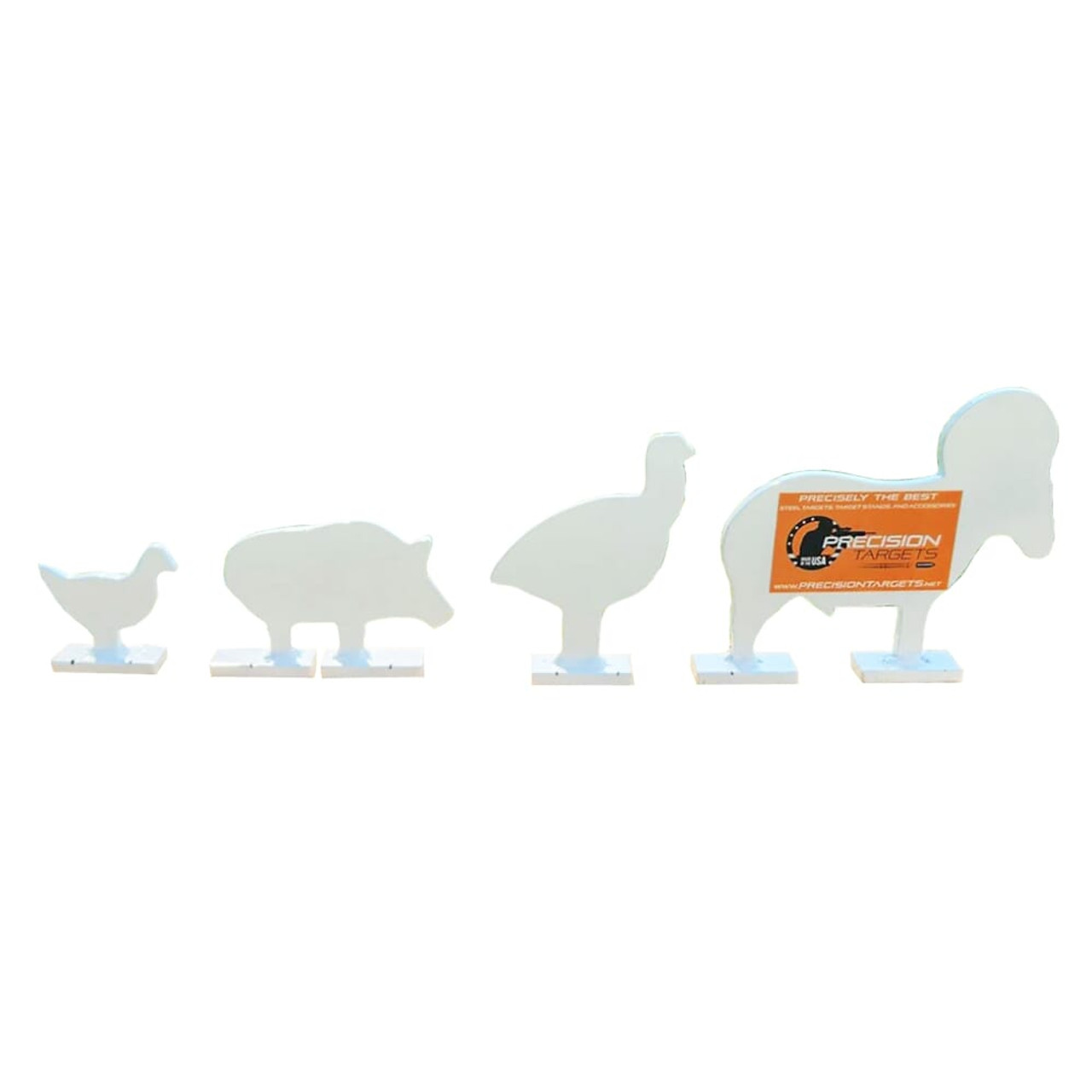 Precision Targets NRA 1/4" 1/2 Scale Boar, Chicken, Ram, Turkey Knockover Target 4pk NRAKO-4