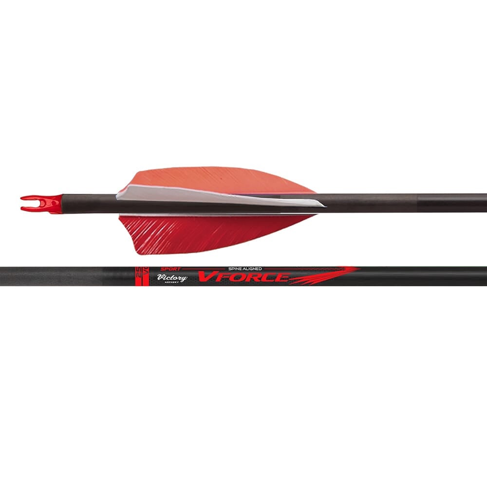 Victory Archery VForce 350 Sport GPI: 8.7 Feather Fletched Arrow 6pk VFS-350FF-6