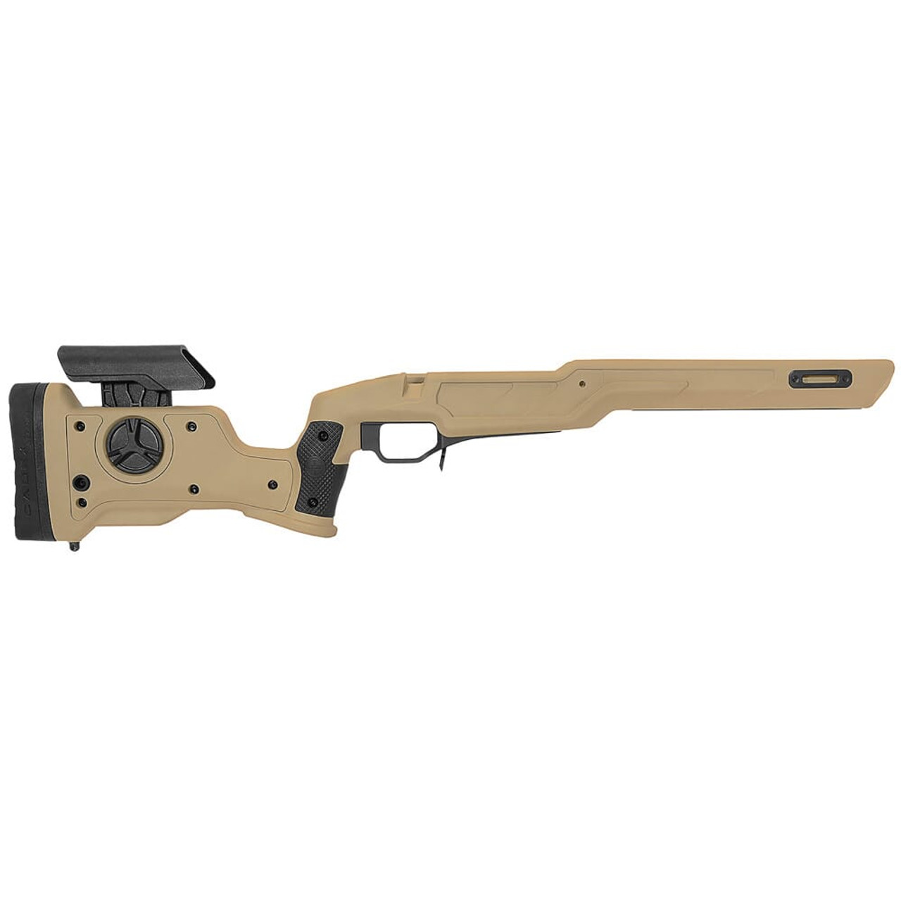 Cadex Defense Strike Nuke Evo M-LOK Tan Rem 700 LA for SSSF 3.715" up to SSSF 3.850" CIP Chassis STKNUK-REM-RH-LA-N-NA-A-TAN