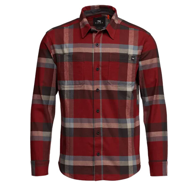 Sitka Gear Ashland Light Weight Flannel Dark Red Fall Plaid Medium 600304-DKRP-M
