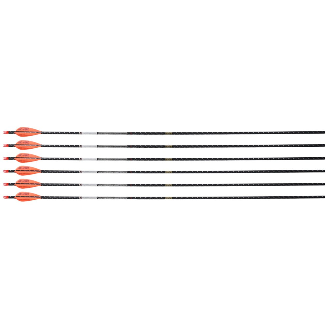Easton 5mm FMJ Match Grade 300 Arrow w/3'' Hybrid 26 HIT & Collar 6pk 601394