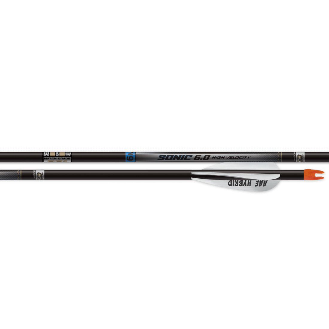 Easton Sonic 6.0 Match Grade 250 Arrow w/3'' Hybrid 26 Vanes 6pk 801369