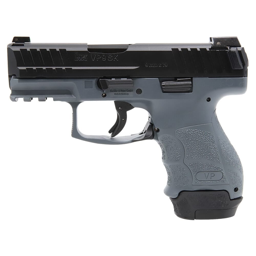 HK VP9SK 9mm 3.39" Bbl Grey Subcompact Pistol w/(1) 15rd Mag, (2) 12rd Mags & Night Sights 81000813