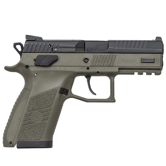 CZ-USA P-07 9mm 15rd ODG Handgun w/Polymer Frame, Nitride Slide, Fixed Sights, Swappable Safety/Decocker, 3 Back Straps 89077