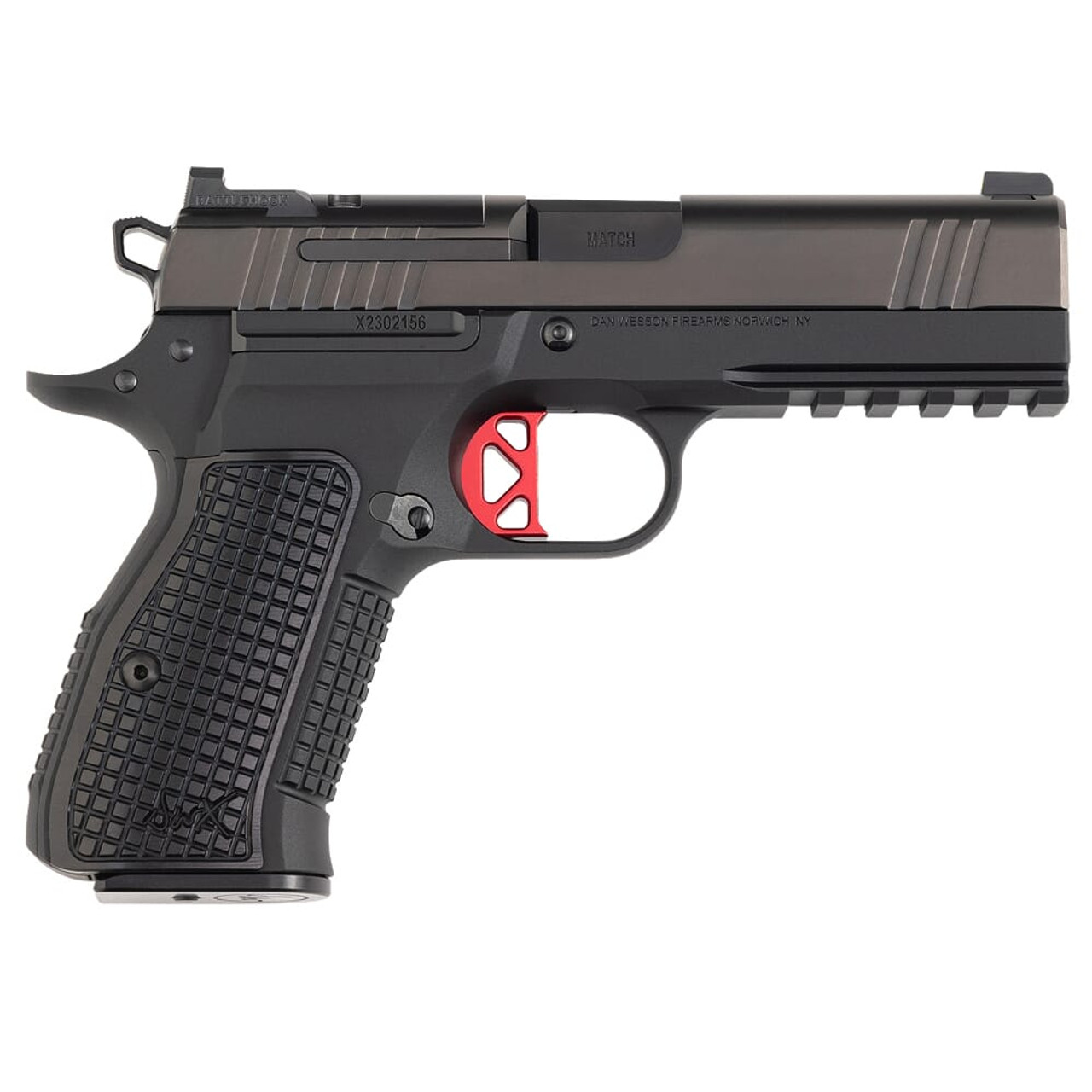 Dan Wesson DWX 9mm 4" Bbl 10rd Compact Optic Ready Pistol w/Tritium Front/Fixed Rear Sight, 1913 Pic Rail, Aggressive Grip Checkering 92113