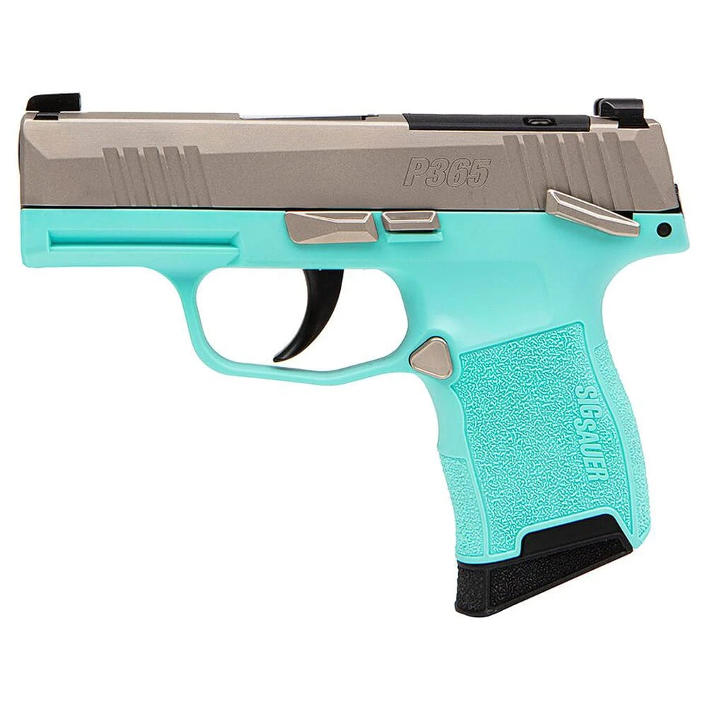 Sig Sauer P365 .380 ACP 3.1" Bbl Optics Ready Nickel/Turquoise Pistol w/(2) 10rd Mags & XRAY3 365-380-REB-MS