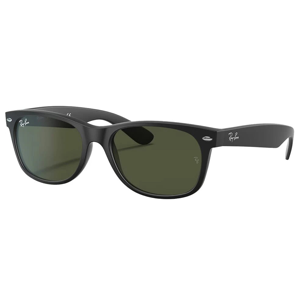 Ray-Ban New Wayfarer Matte Black Sunglasses w/G-15 Green Lenses 0RB2132-622-58