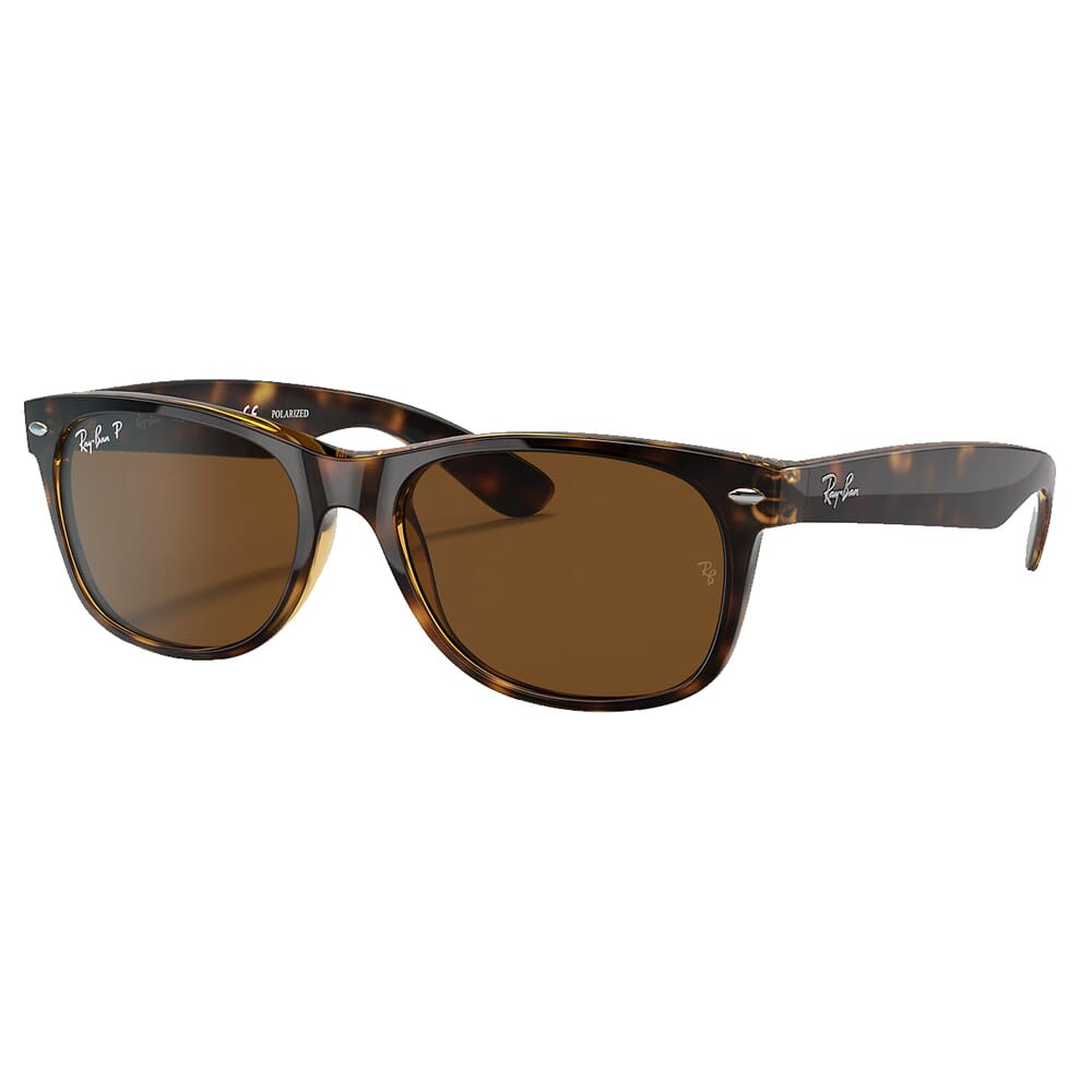 Ray-Ban New Wayfarer Polished Tortoise Sunglasses w/B-15 Brown Polarized Lenses 0RB2132-902/57-55