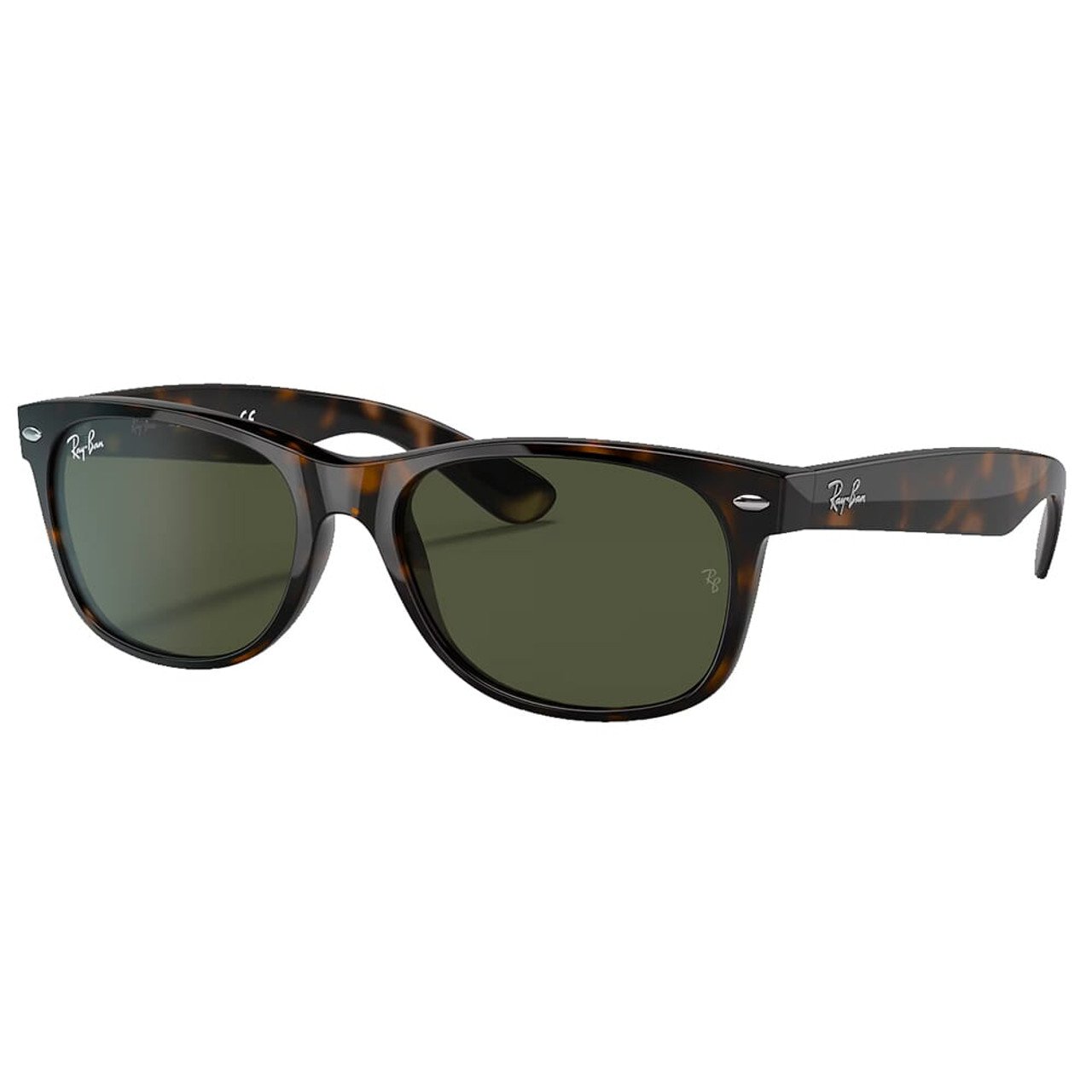 Ray-Ban New Wayfarer Polished Tortoise Sunglasses w/G-15 Green Polarized Lenses 0RB2132-902/58-55