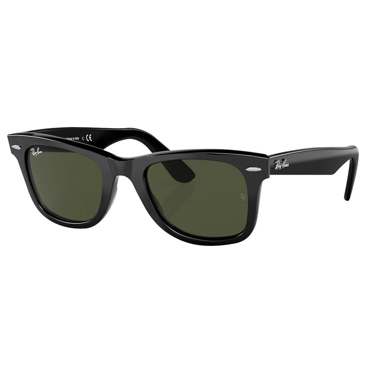 Ray-Ban Wayfarer Bio-Based Polished Black Sunglasses w/G-15 Green Lenses 0RB2140-135831-50