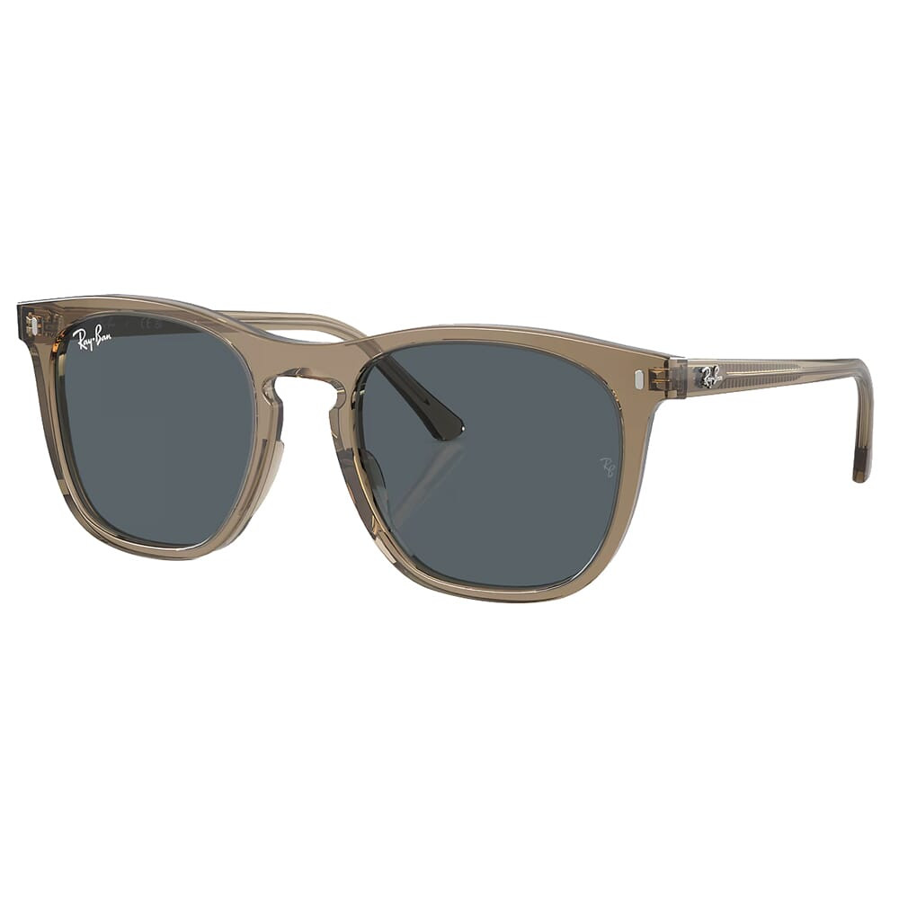 Ray-Ban 0RB2210 Polished Transparent Brown Sunglasses w/Blue Lenses 0RB2210-6765R5-53