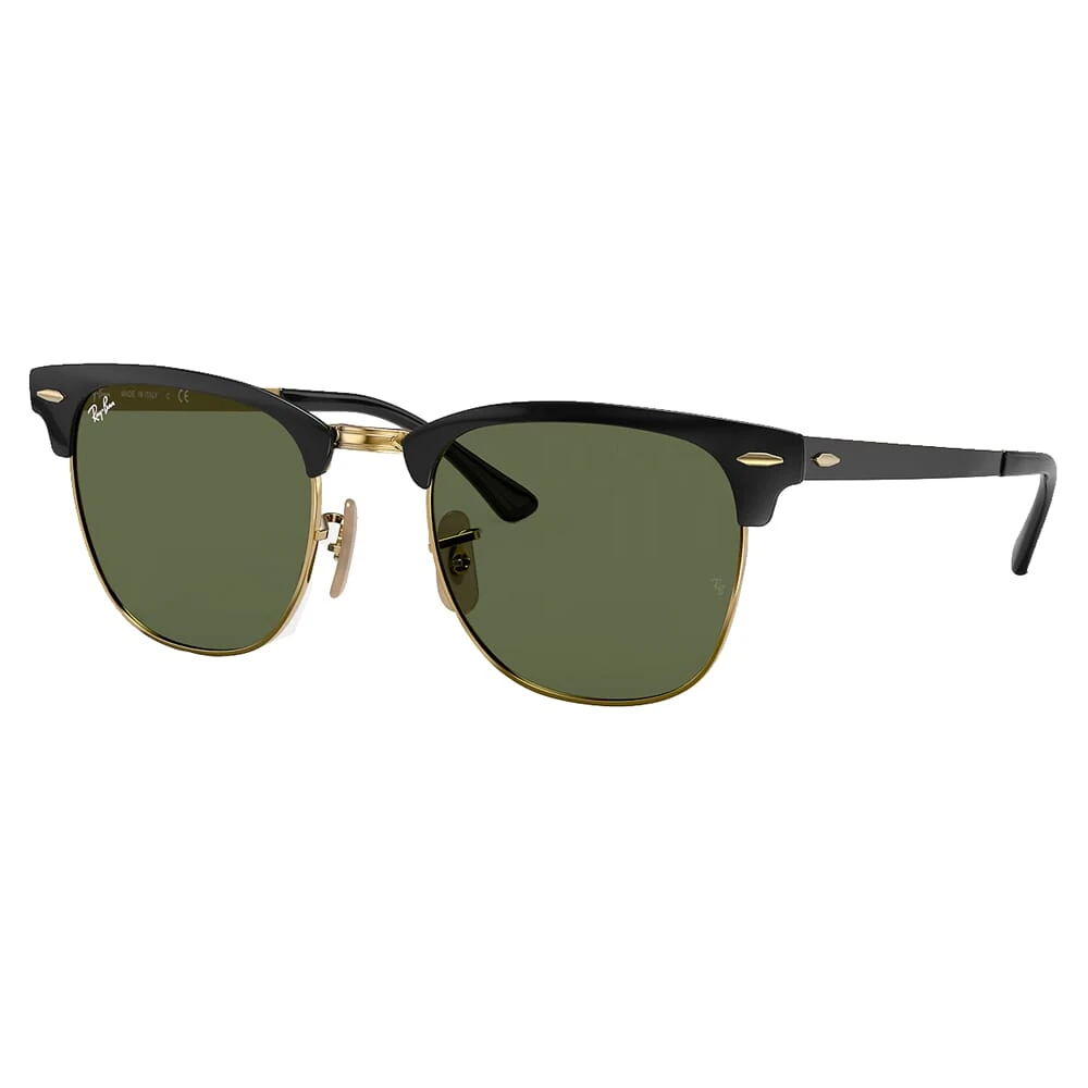 Ray-Ban Clubmaster Polished Black/Gold Sunglasses w/G-15 Green Polarized Lenses 0RB3016-901/58-51