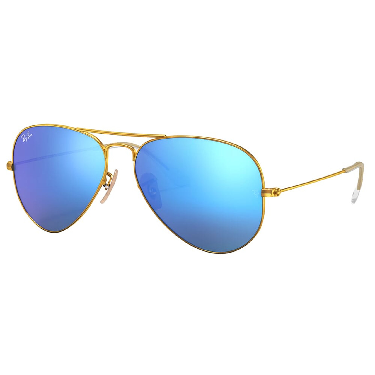Ray-Ban Aviator Flash Matte Gold Sunglasses w/Blue Mirror Lenses 0RB3025-112/4L-58