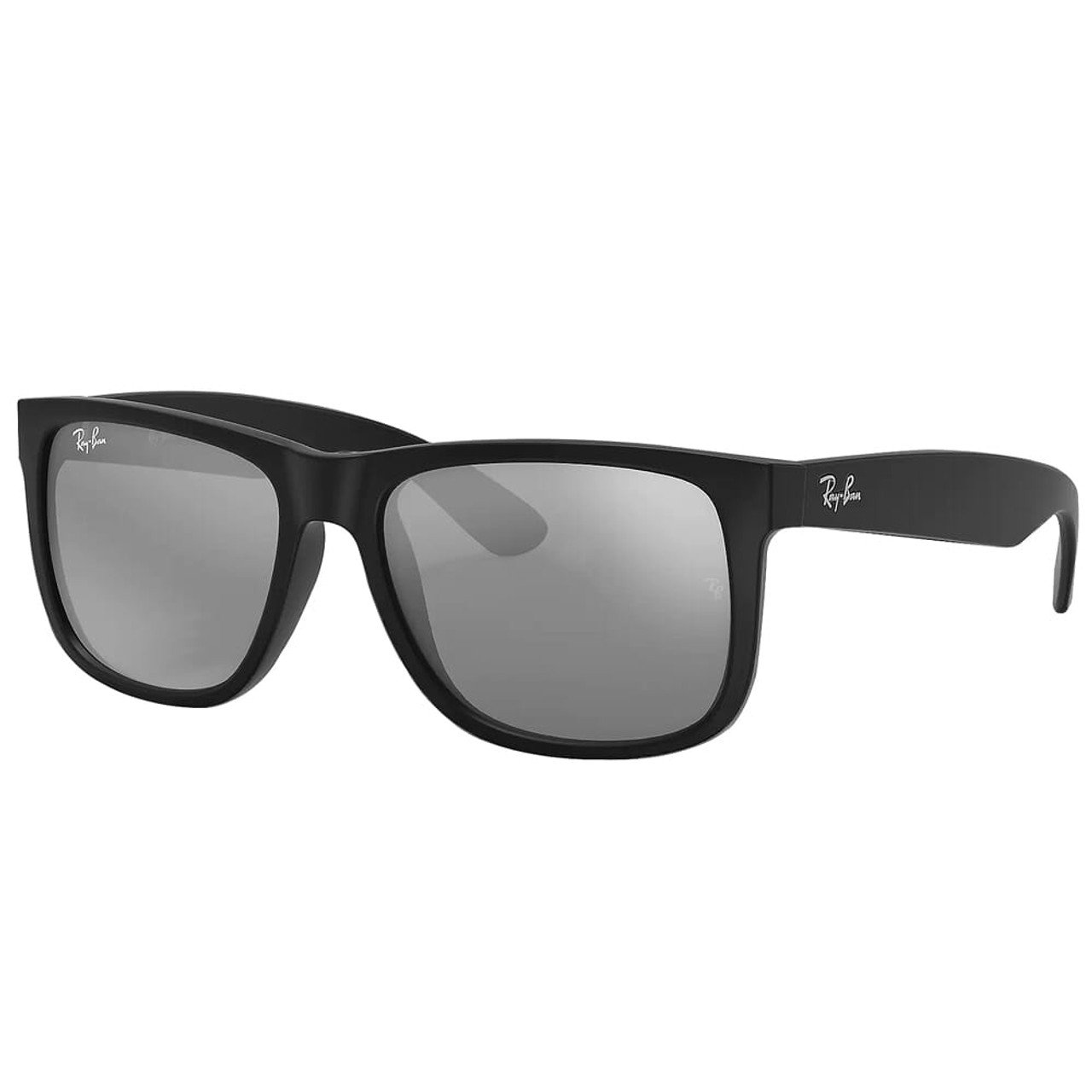 Ray-Ban Justin Black Nylon Sunglasses w/Grey Mirror Silver Lenses 0RB4165-622/6G-55