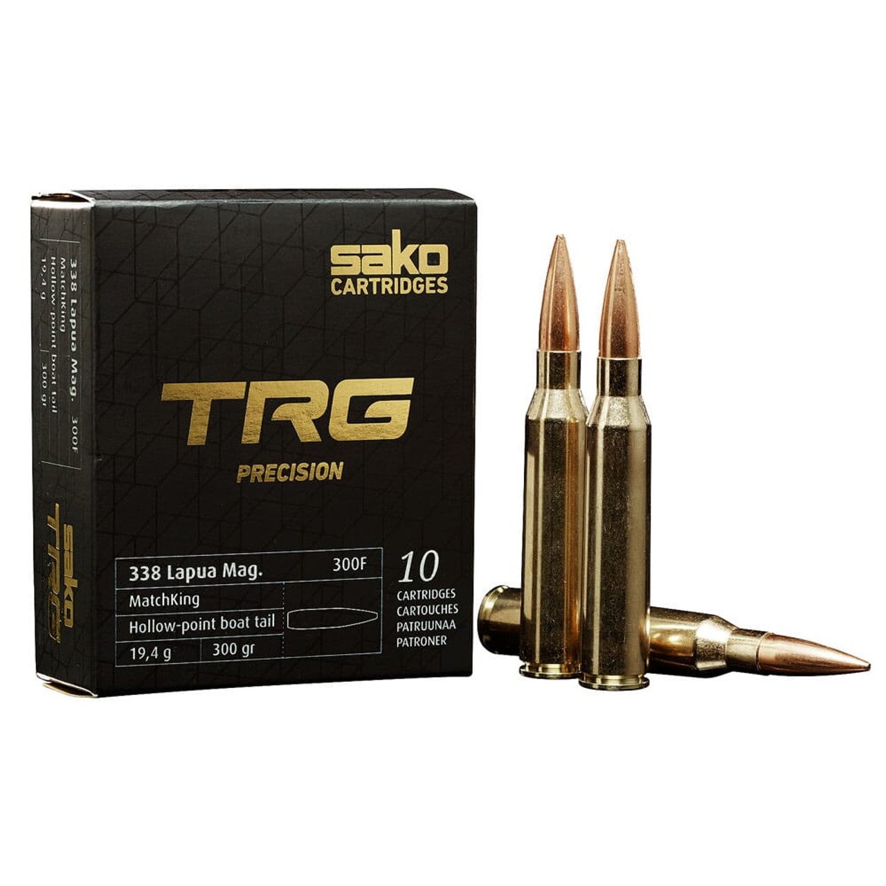 Sako TRG Precision .338 Lapua Mag 300gr Hollow Point Boat Tail Ammunition Box of 10 C644300FSB10XBX