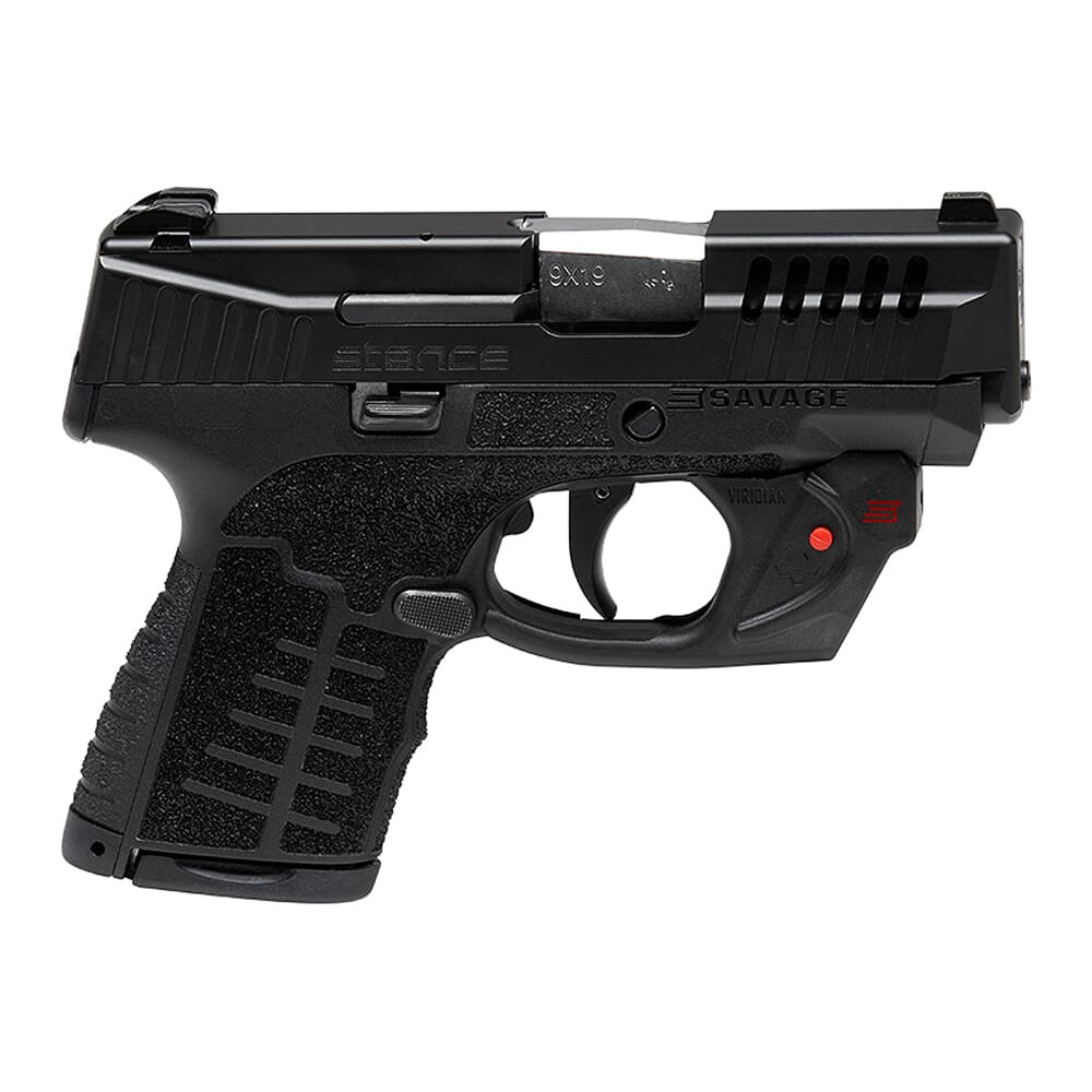Savage Arms Stance MC9 9mm 3.2" 1:10" Bbl Black Semi-Auto Pistol w/Viridian E-Series Red Laser, (1) 7rd & (1) 8rd Mags 67017