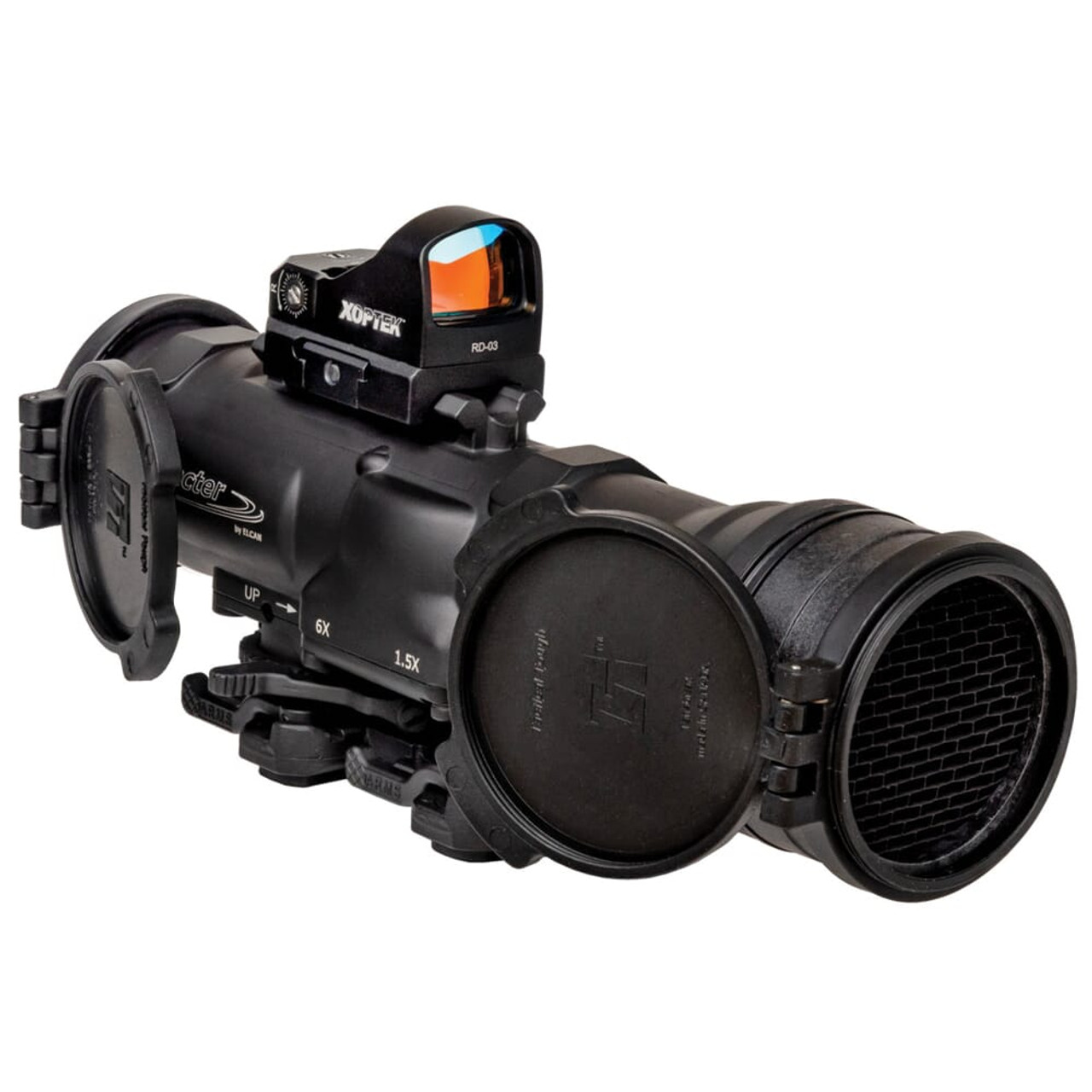 Elcan SpecterDR 1.5x/6x 7.62mm Riflescope w/Flip Covers, ARD & 3MOA XOPTEK DFOV6-B146-C20-X3