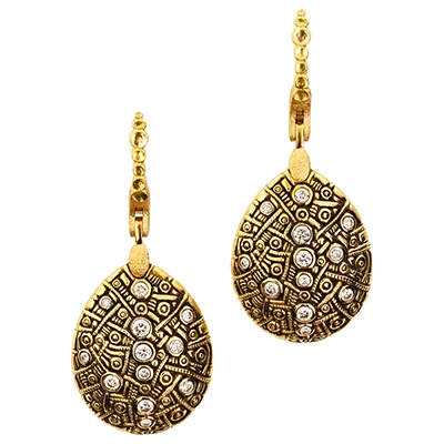 Alex Sepkus 18K and Diamond "Tear Drop" Earrings E-186D
