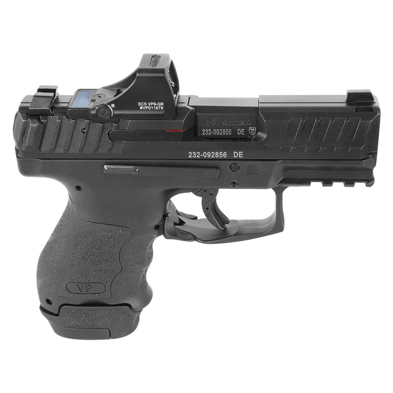 HK VP9SK SCS 9mm 3.39" Bbl Subcompact Pistol w/Super Green Holosun Package, (1) 15rd & (1) 12rd Mags 81000804