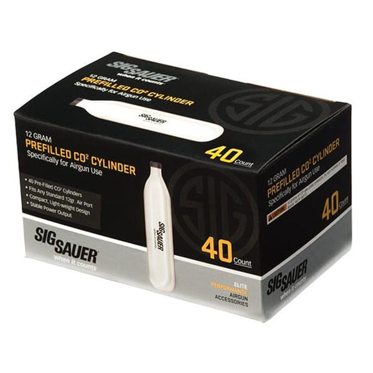 Sig Sauer Prefilled 12 Gram CO2 Cylinder (40/Pack) AC-12-40