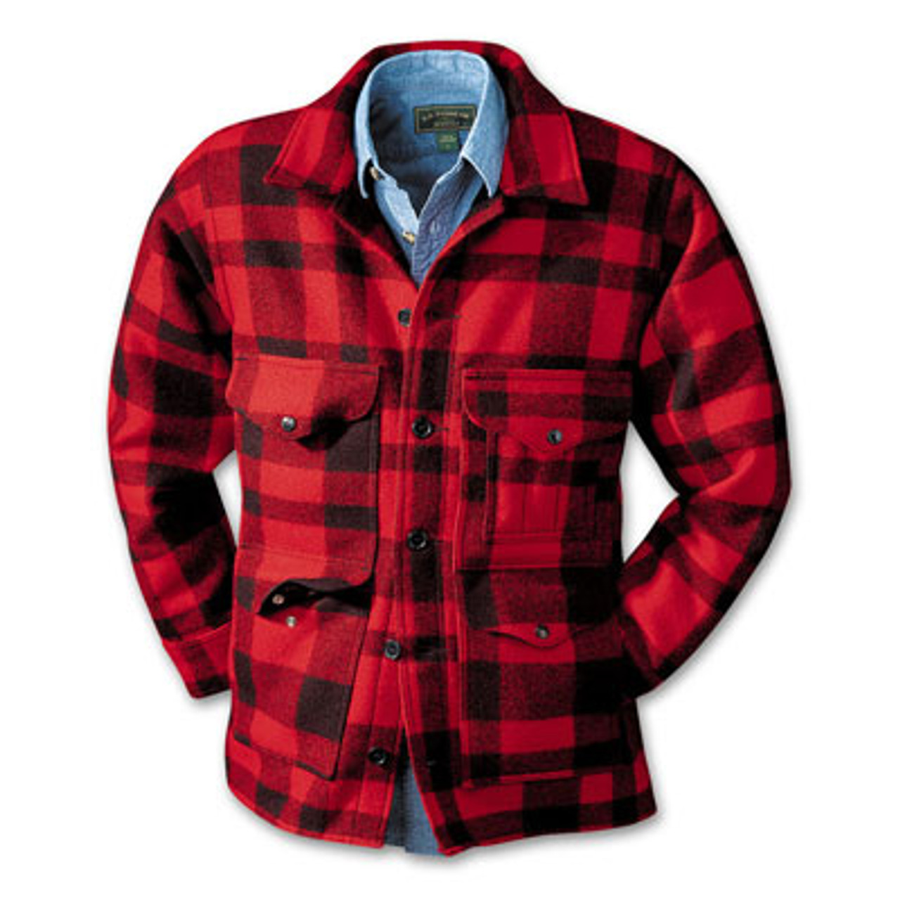 Filson Mackinaw Cruiser Red Black Plaid 46 10043