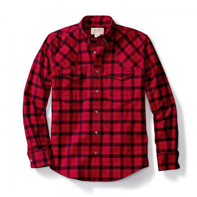 Filson Hunting Shirt Flannel Red Black Plaid XL 10497