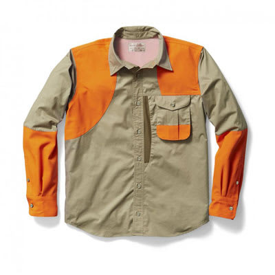 Filson Front Loading Shooting Shirt RH Khaki w/ Orange MD 10525