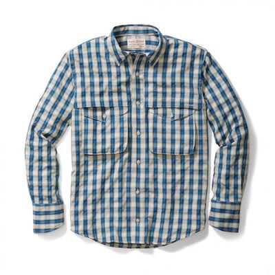 Filson Angler Shirt Aspen Blue Plaid XL 10604